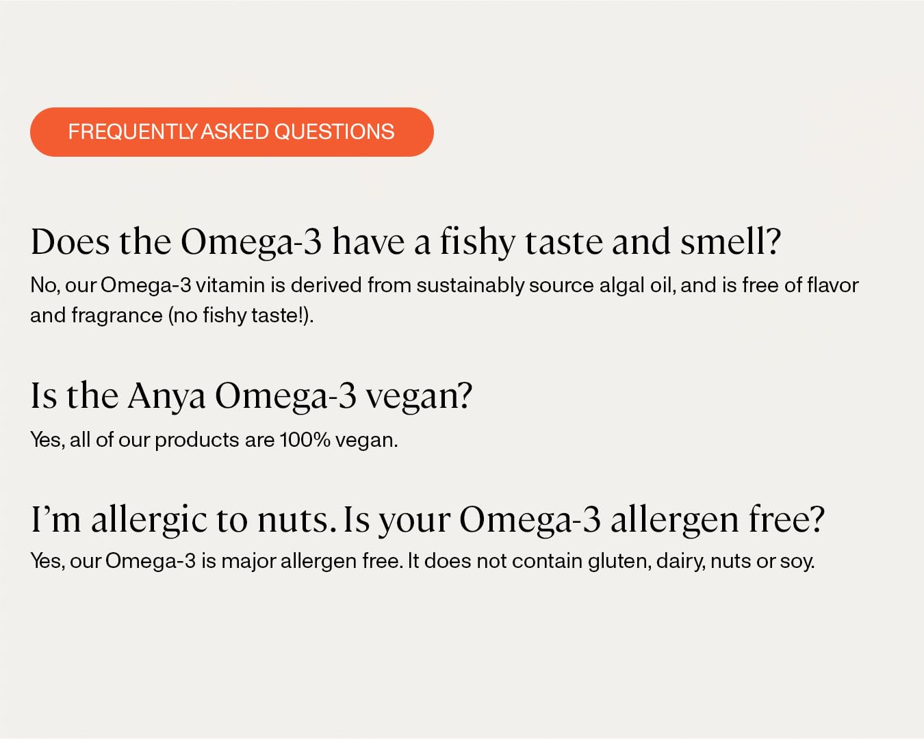Suplemento Omega-3 ANYA sin soja libre de gluten y lácteos