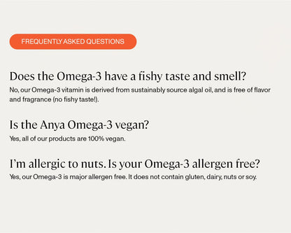Suplemento Omega-3 ANYA sin soja libre de gluten y lácteos