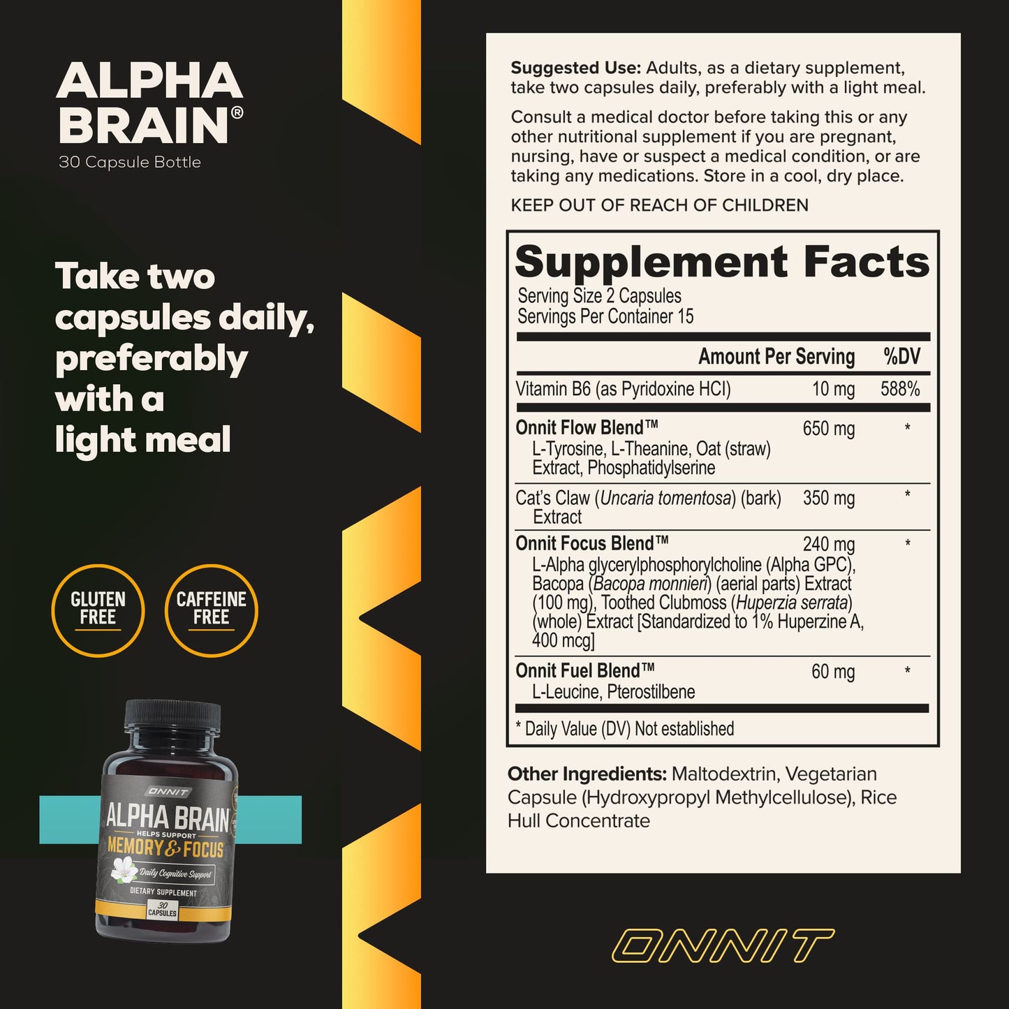 Suplemento ONNIT Alpha Brain para enfoque y memoria