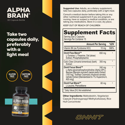 Suplemento ONNIT Alpha Brain para enfoque y memoria