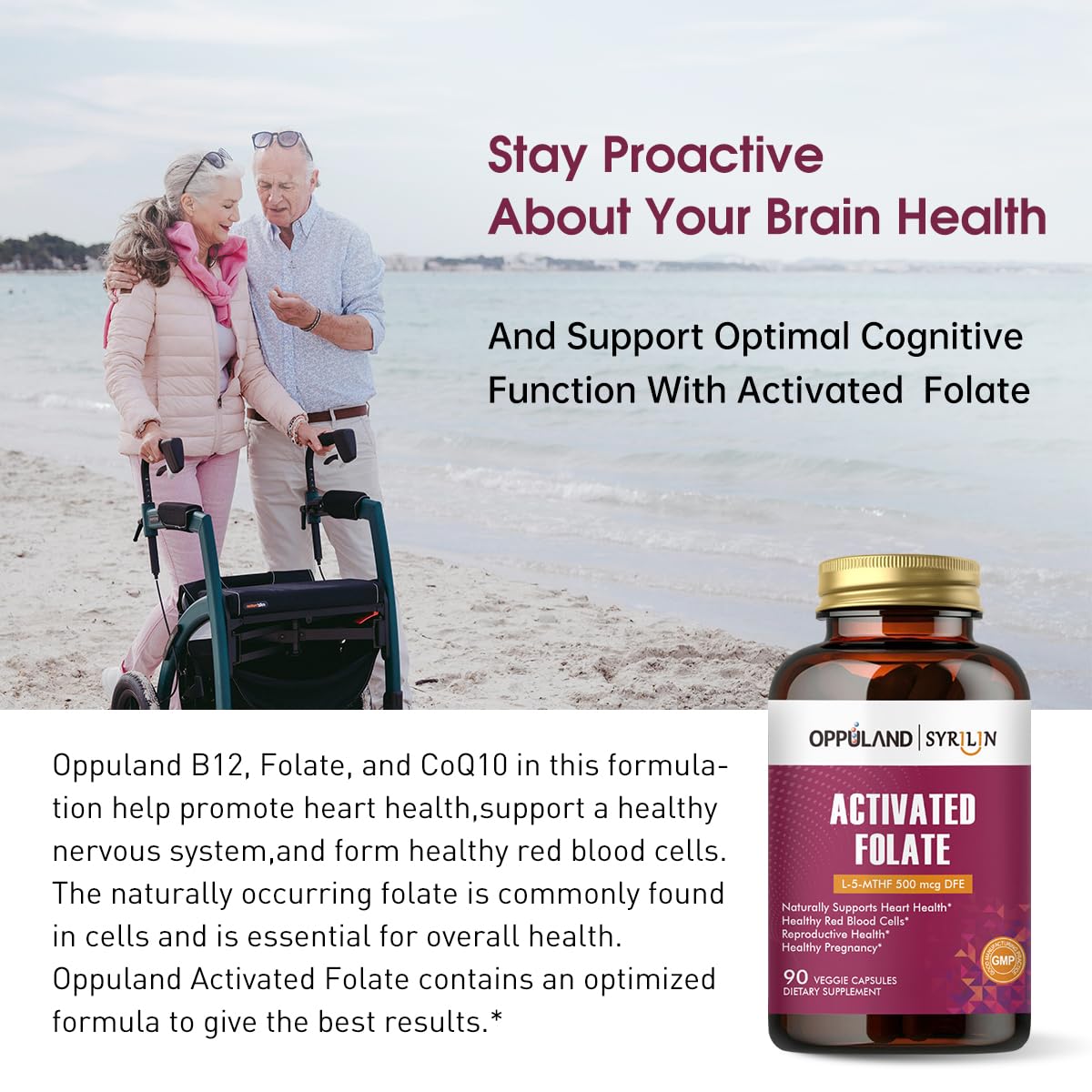 Suplemento oppuland Folate-L apoyo sistema nervioso y cardiovascular