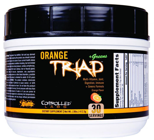Suplemento Orange Triad de Controlled Labs en envase de 30 porciones