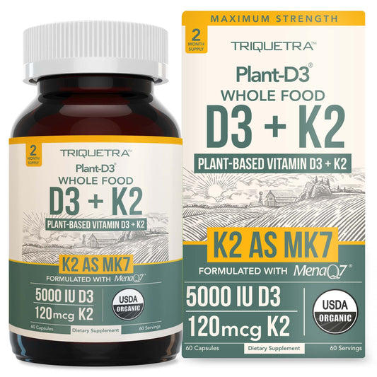 Suplemento Organic Plant D3 + K2 Triquetra Health 60 cápsulas veganas