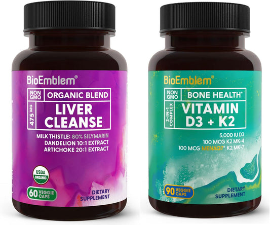 Suplemento orgánico BioEmblem vitamina D3 K2 limpieza hígado
