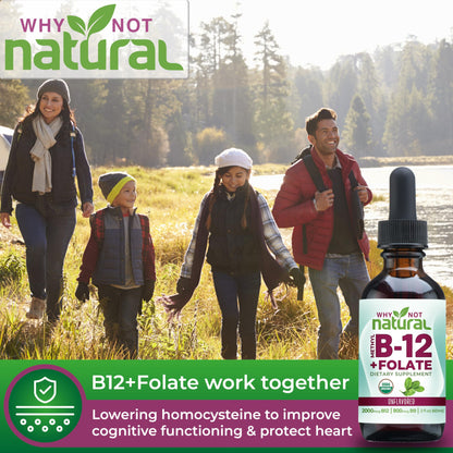 Suplemento orgánico de vitamina B12 y folato sublingual Why Not Natural