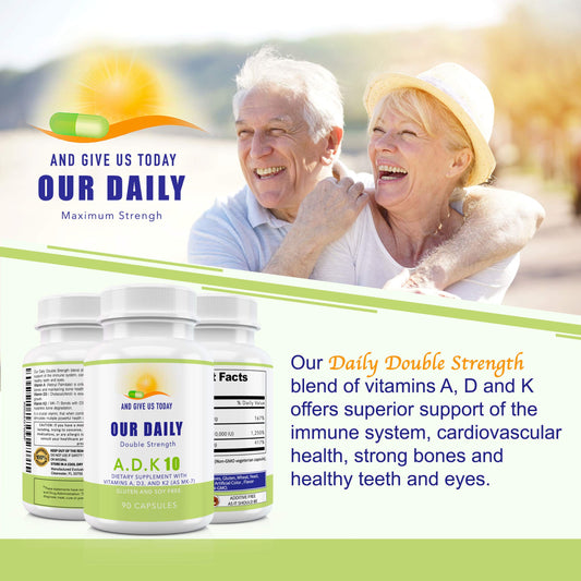 Suplemento Our Daily Vites ADK 10 potente para huesos e inmunidad