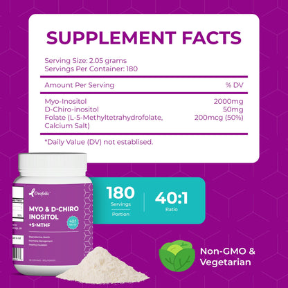 Suplemento Ovofolic Inositol porciones y presentación