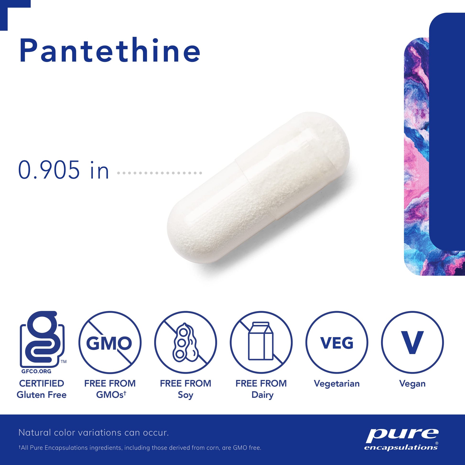 Suplemento Pantetina Pure Encapsulations envase lateral