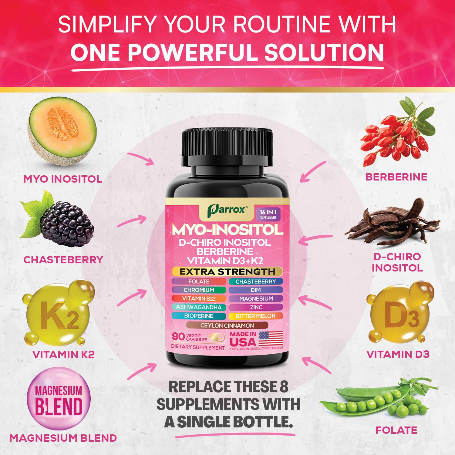 Suplemento Parrox con Berberina y DIM para salud hormonal