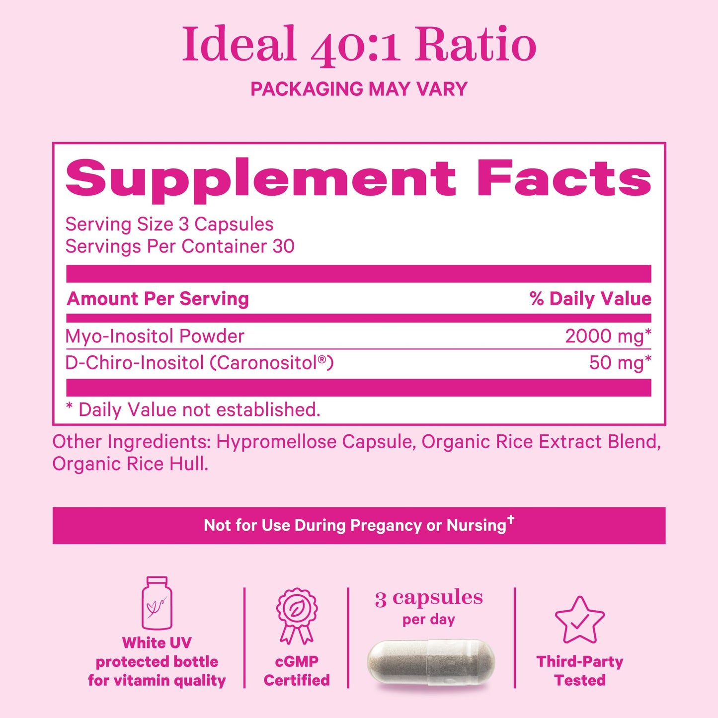 Suplemento Pink Stork con proporción 40:1 mio y d-chiro inositol