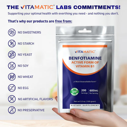 Suplemento polvo Vitamatic Benfotiamina vitamina B1 100g