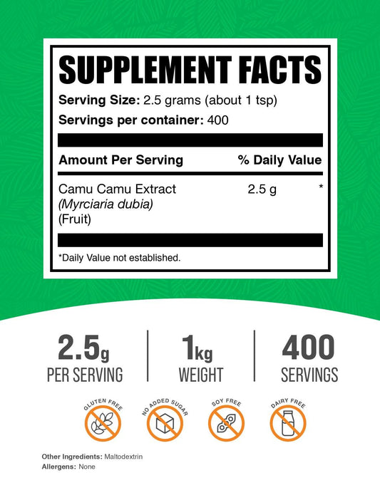 suplemento polvo bulksupplements camu camu vitamina c 2500mg