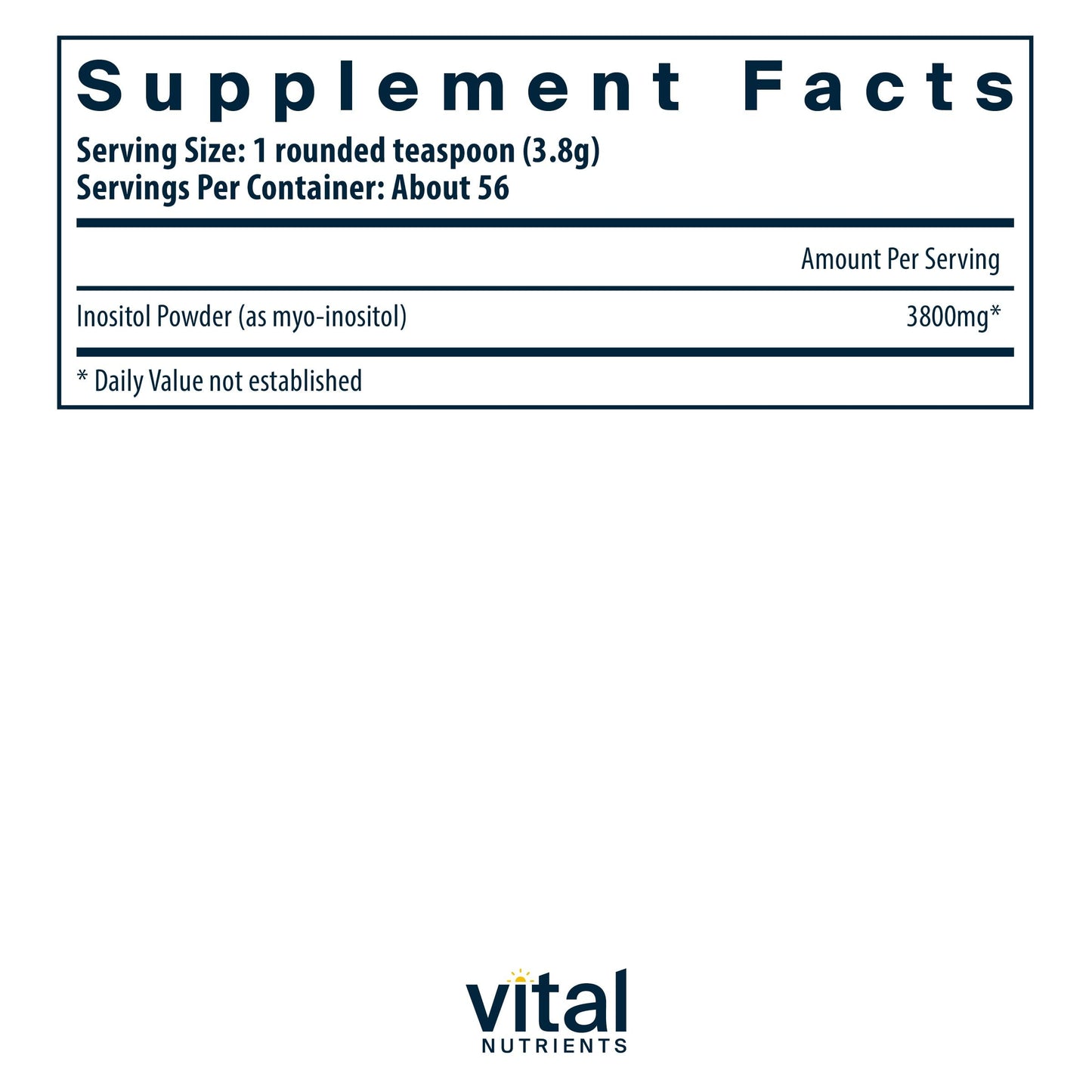 Suplemento polvo Mio Inositol Vital Nutrients sin gluten y lácteos