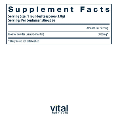 Suplemento polvo Mio Inositol Vital Nutrients sin gluten y lácteos