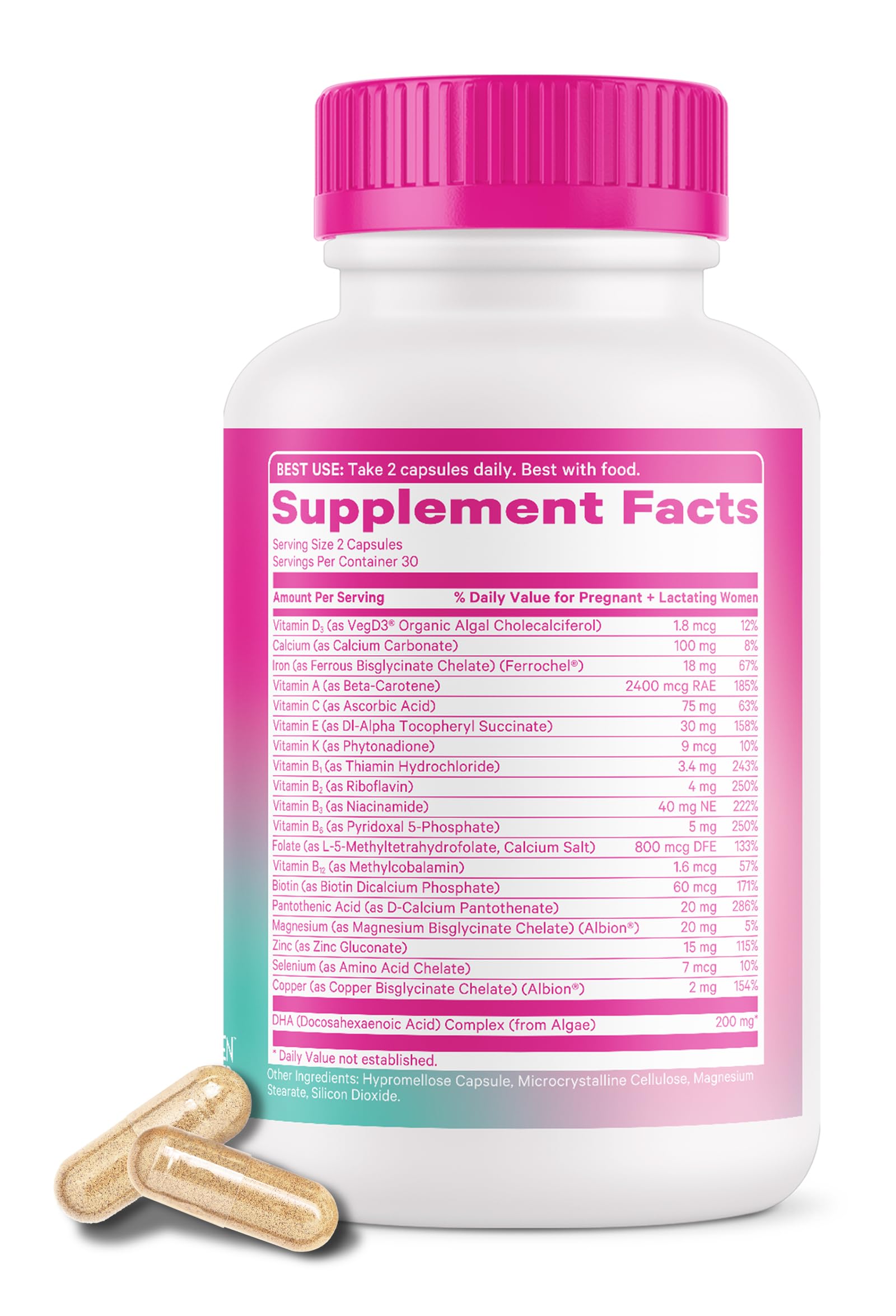 Suplemento postnatal Pink Stork multivitamínico 60 cápsulas
