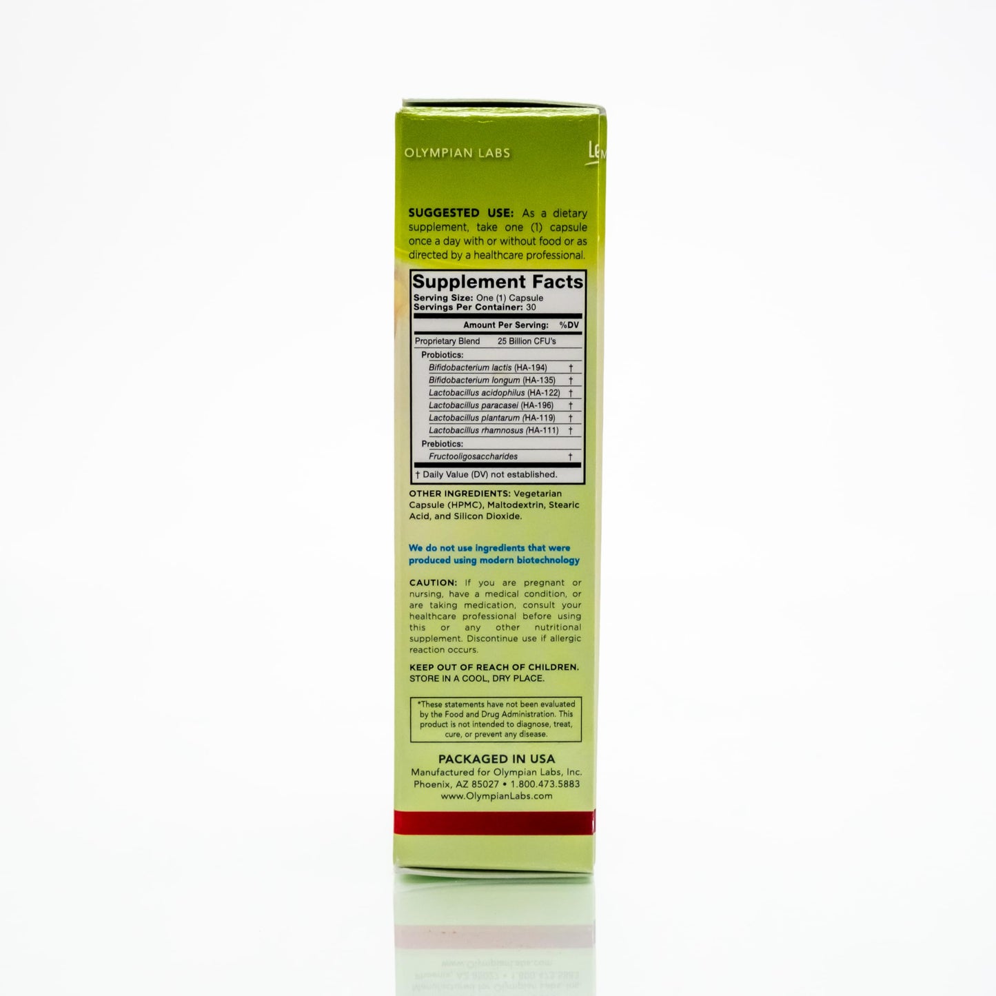 Suplemento prebiótico y probiótico Olympian Labs beneficiando la digestión