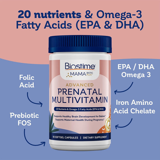 Suplemento prenatal Biostime con 20 nutrientes para embarazadas