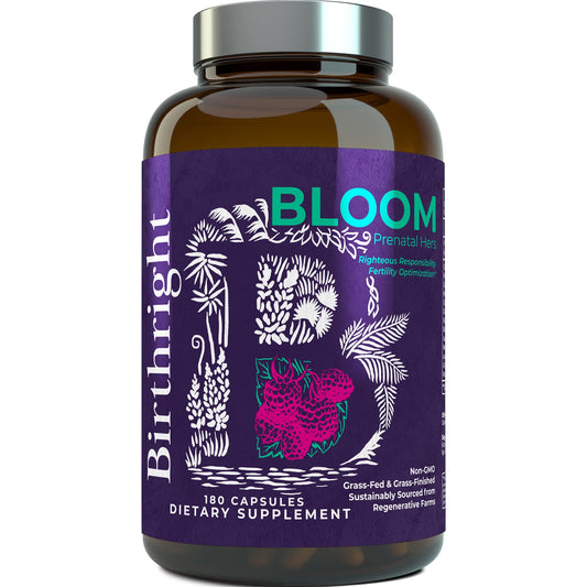 Suplemento prenatal Birthright con ingredientes naturales para desarrollo fetal