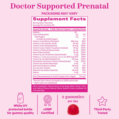 Suplemento prenatal en golosinas Pink Stork para madres