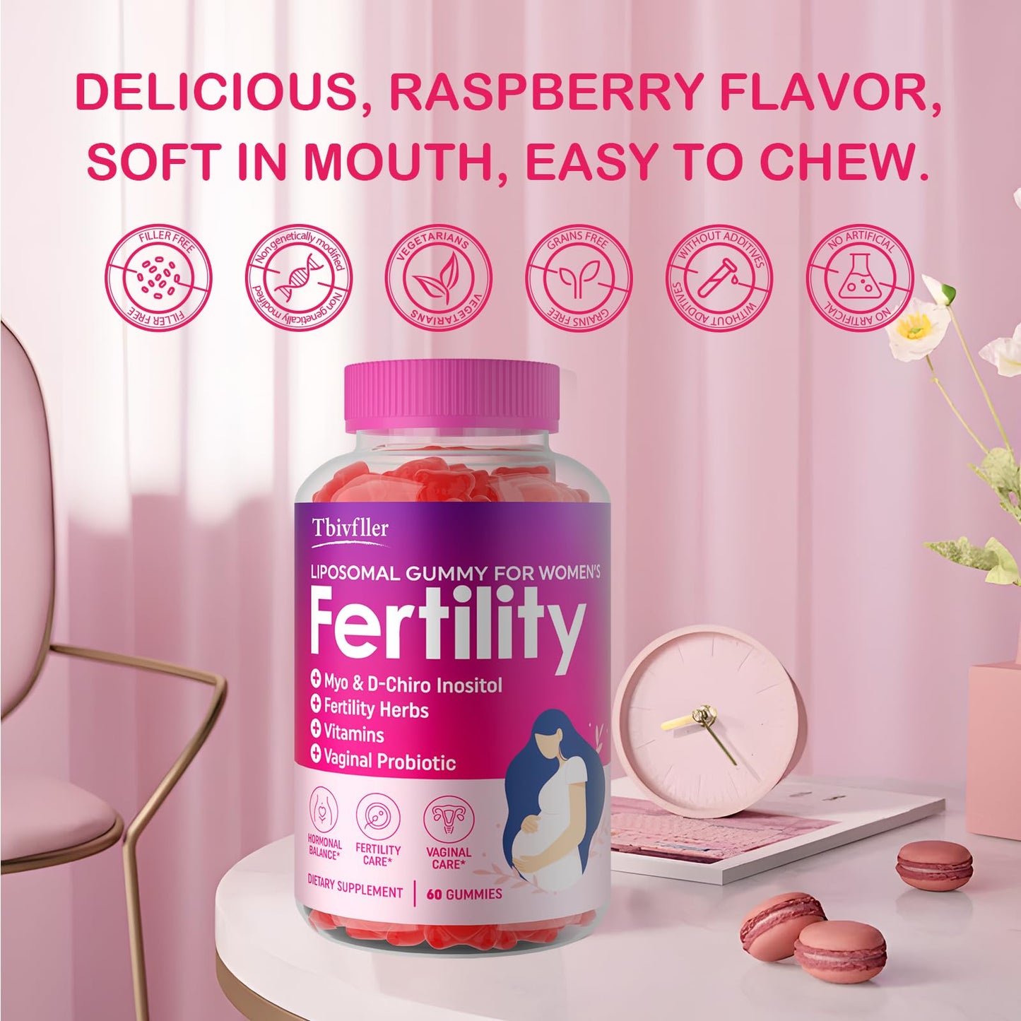 Suplemento prenatal gomitas tbivfller con hierbas y probióticos