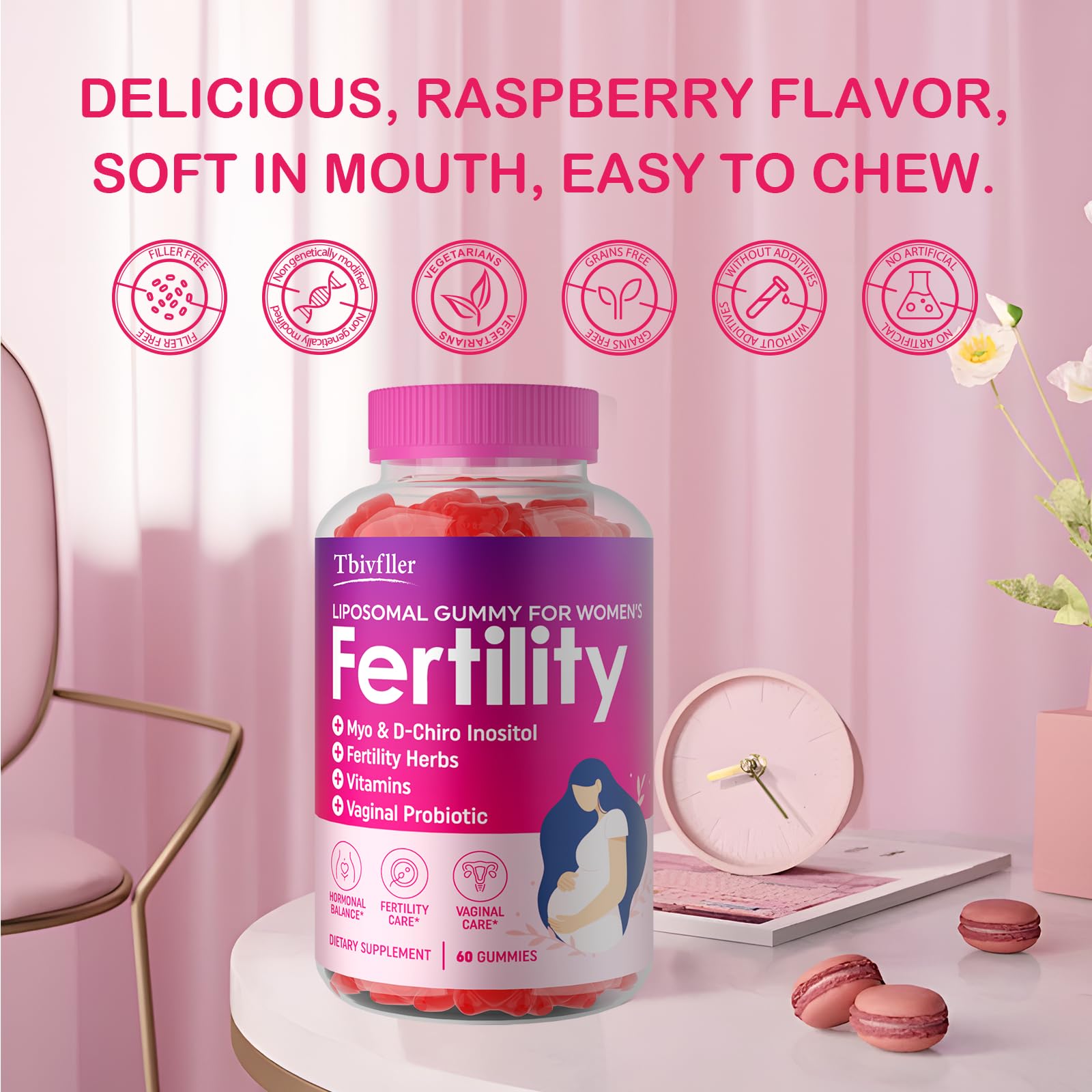 Suplemento prenatal gomitas tbivfller con hierbas y probióticos