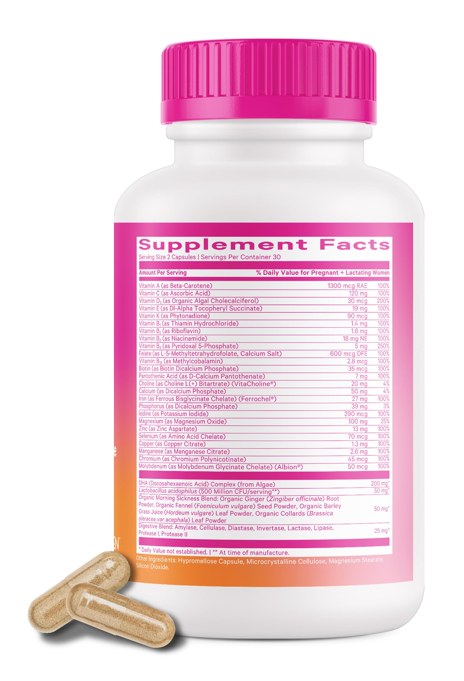 Suplemento prenatal Pink Stork con probióticos