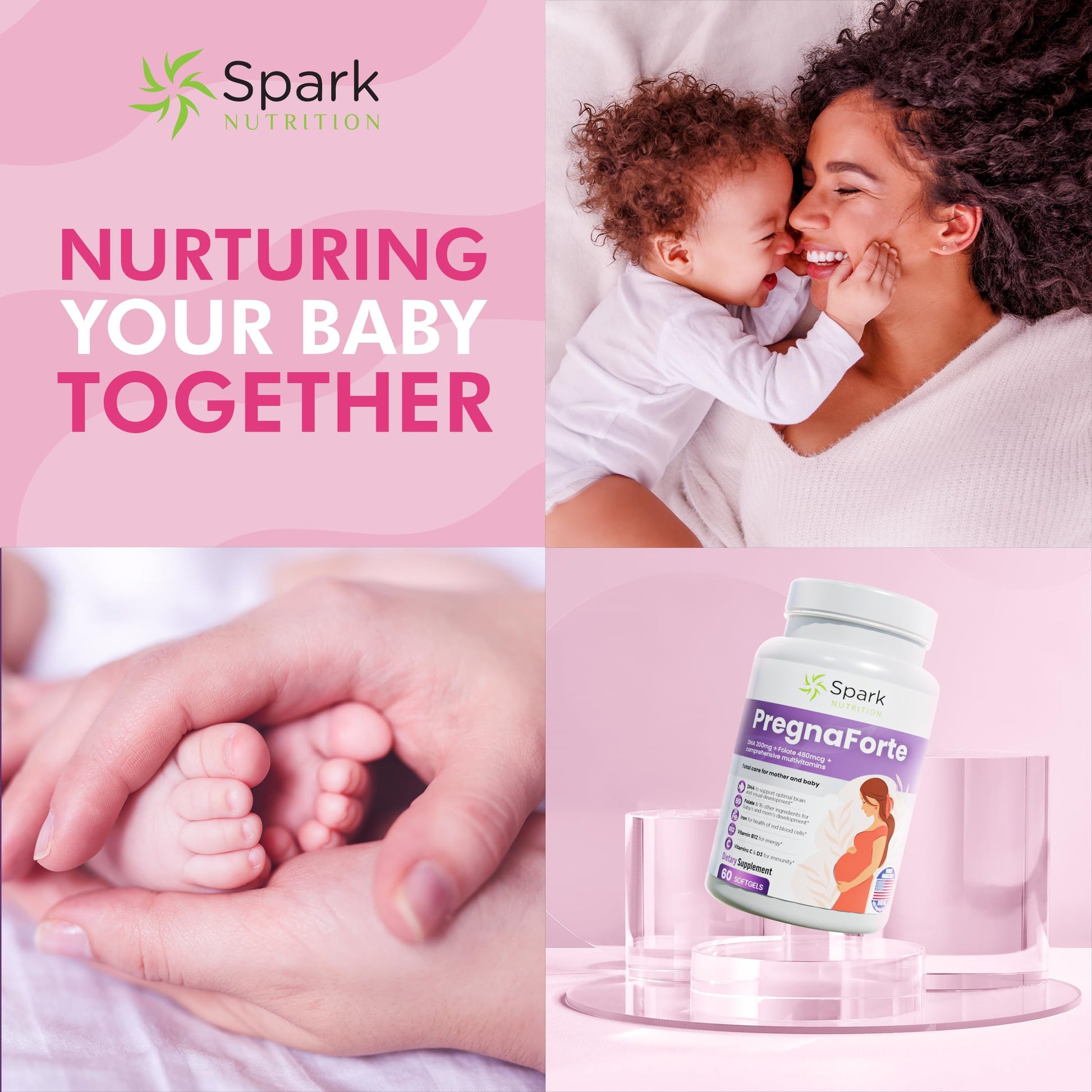 Suplemento prenatal Pregnaforte ingredientes clave para mamá