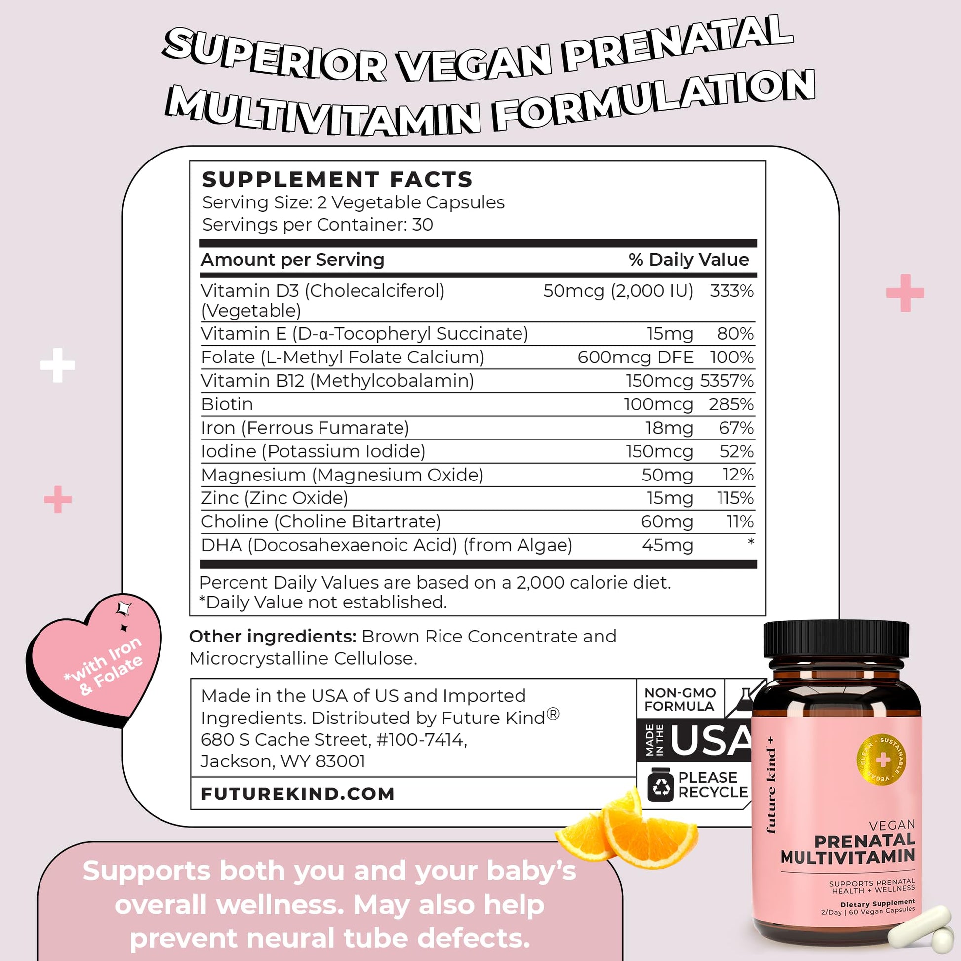 Suplemento prenatal vegano Future Kind con minerales