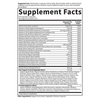 Suplemento prenatal Vitamin Code Raw con probióticos y hierro