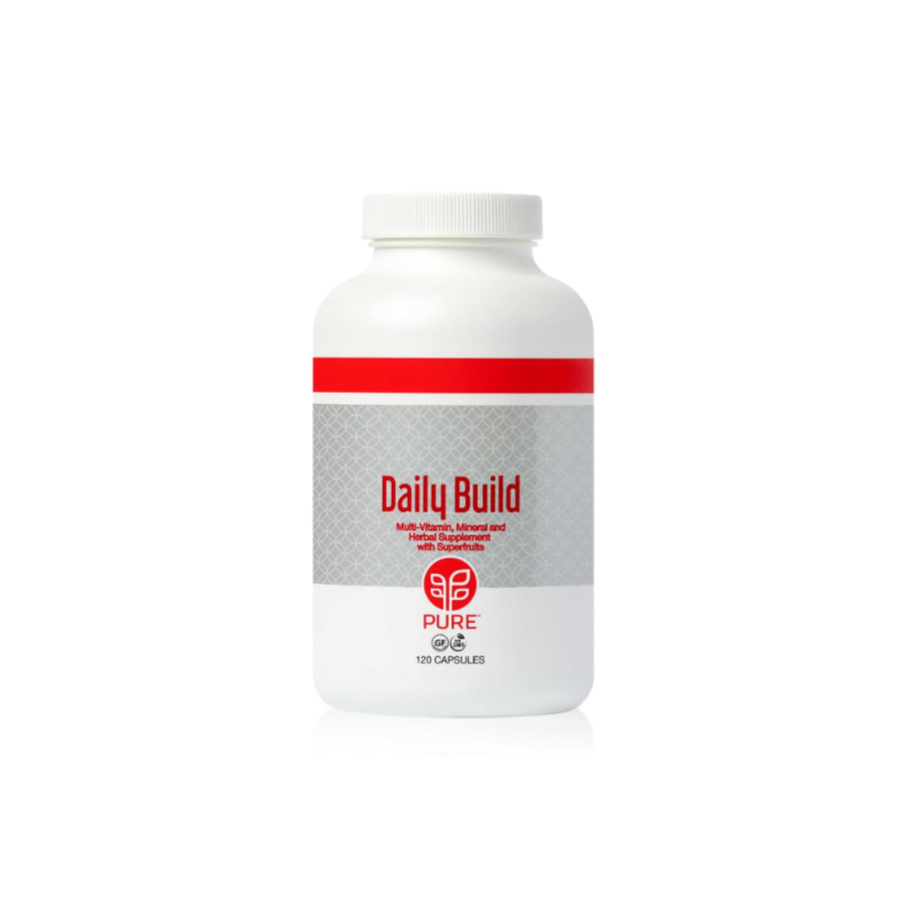 Botella de suplemento PURE Daily Build 120 cápsulas multivitamínico avanzadas