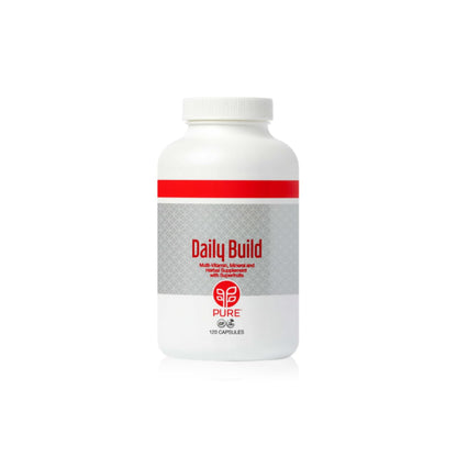 Botella de suplemento PURE Daily Build 120 cápsulas multivitamínico avanzadas