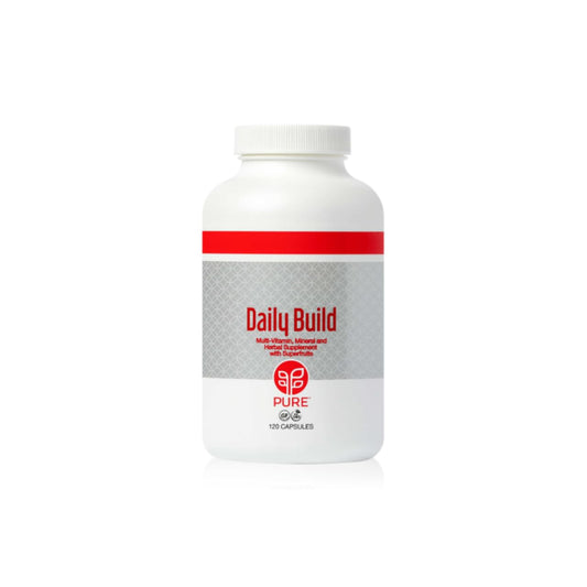 Botella de suplemento PURE Daily Build 120 cápsulas multivitamínico avanzadas