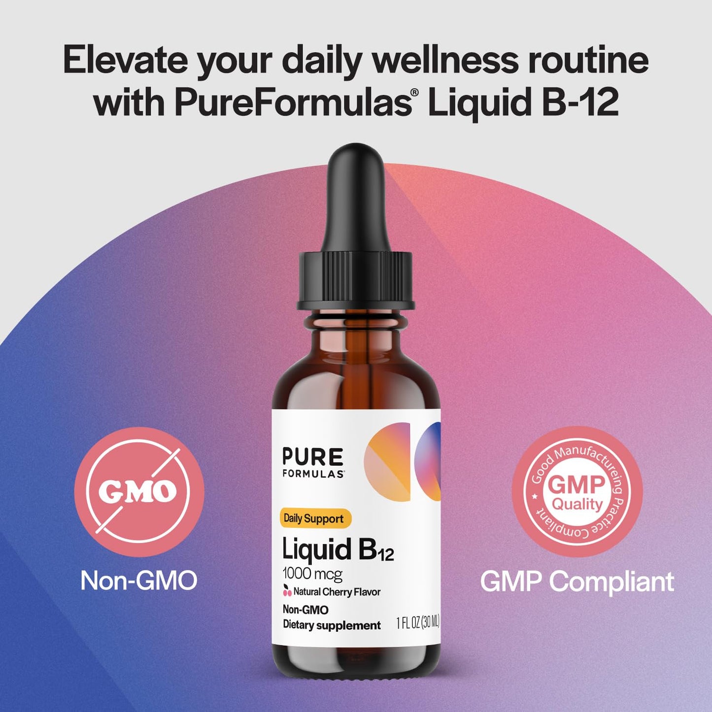 Suplemento PureFormulas vitamina B12 líquido sabor cereza