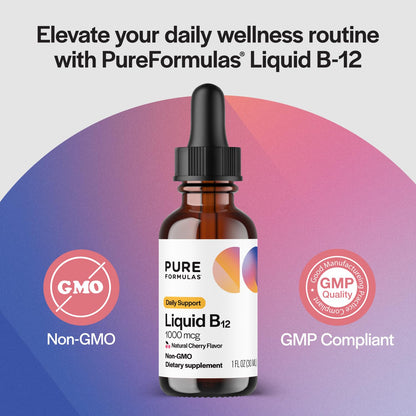 Suplemento PureFormulas vitamina B12 líquido sabor cereza