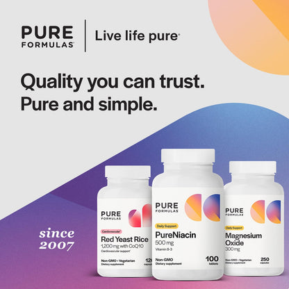 Suplemento PureFormulas vitamina B3 niacina pura