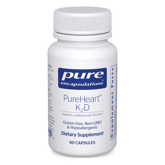 Suplemento PureHeart K2D de Pure Encapsulations caja y cápsulas