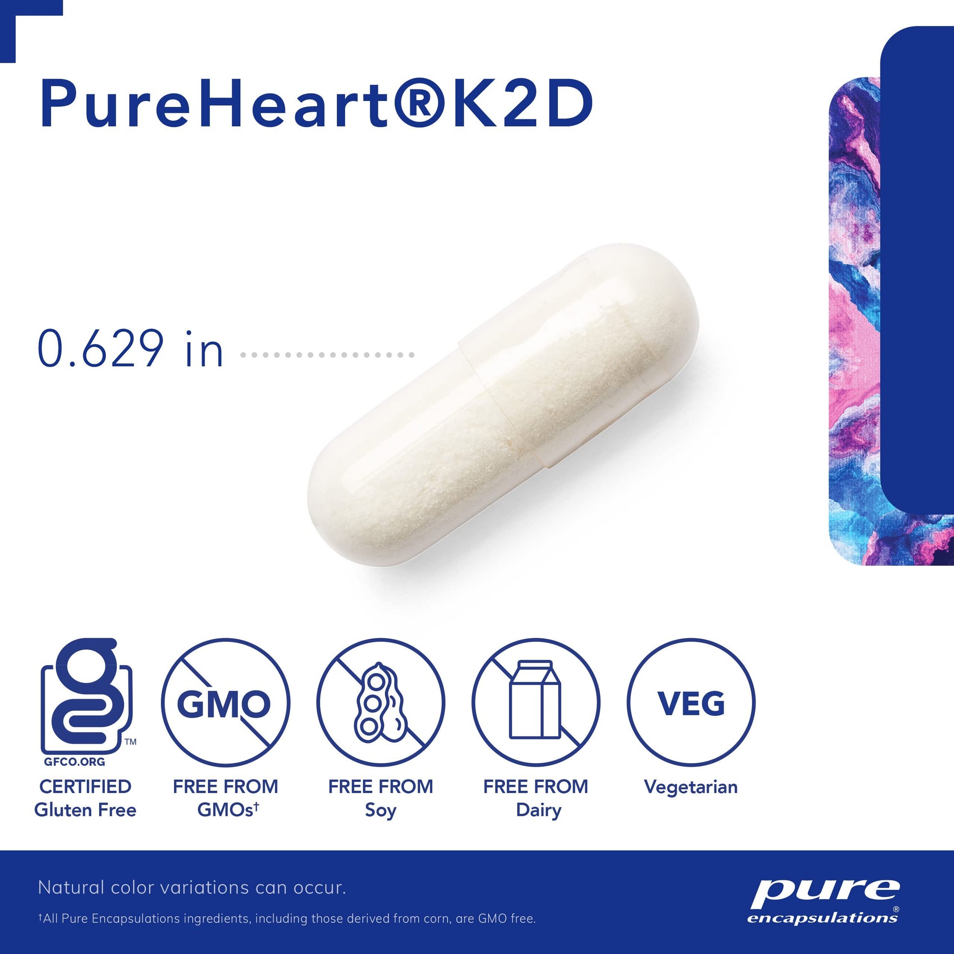 Suplemento PureHeart K2D Pure Encapsulations etiqueta frontal