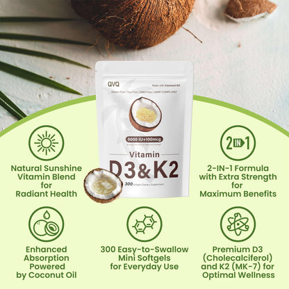 Suplemento QVQ D3 K2 en aceite de coco
