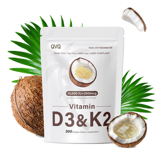 Suplemento QVQ Vitamina D3 K2 300 cápsulas aceite de coco