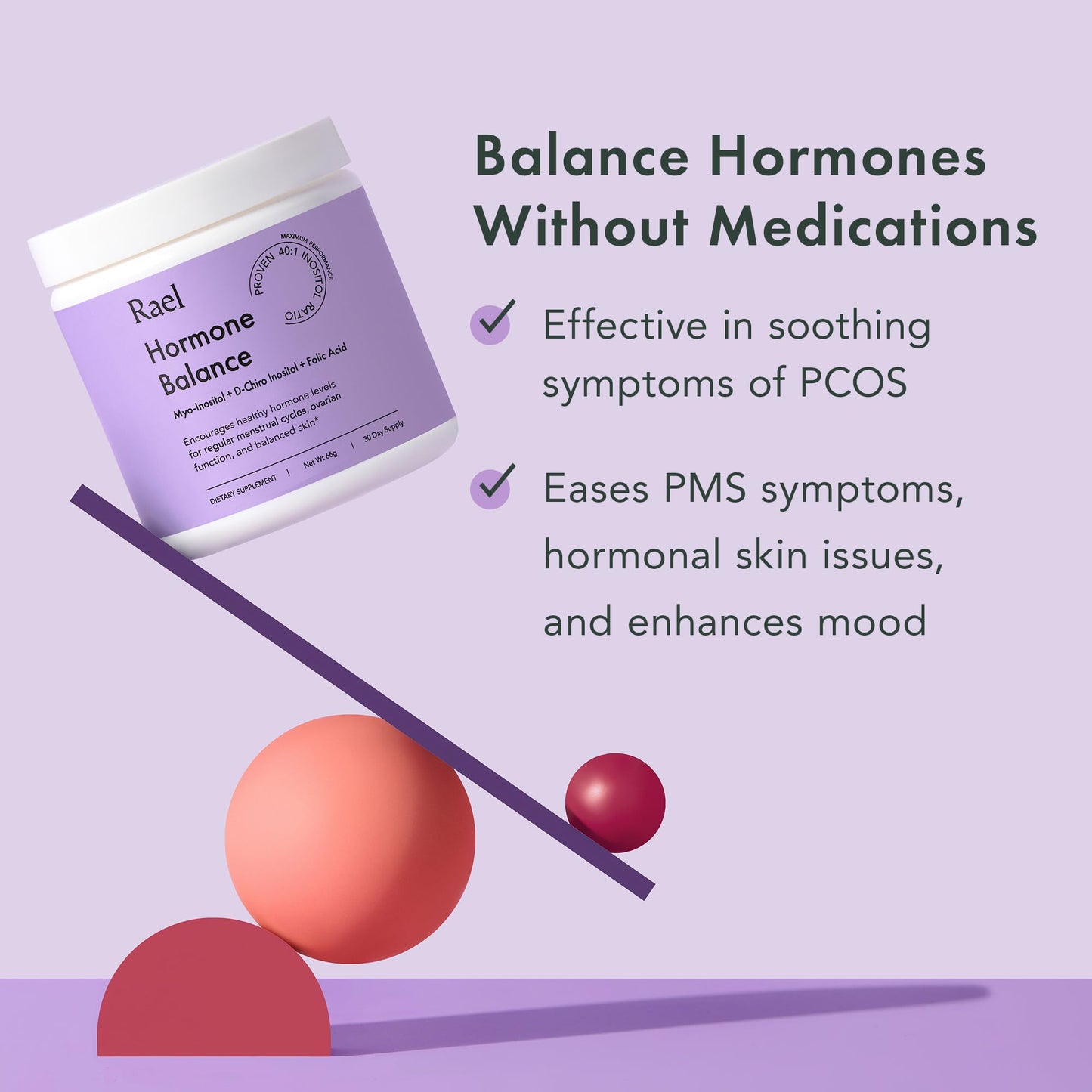 Suplemento Rael con 40:1 Myo y D-Chiro Inositol para mujeres