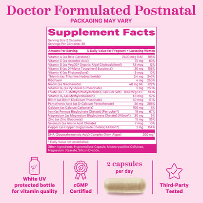 Suplemento para recuperación postparto Pink Stork 60 cápsulas