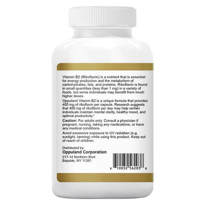 Suplemento de riboflavina oppuland alta potencia para adultos