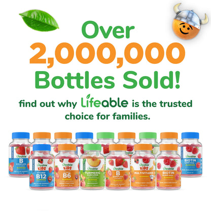 Suplemento sabor frambuesa Lifeable biotina niños pelo piel uñas