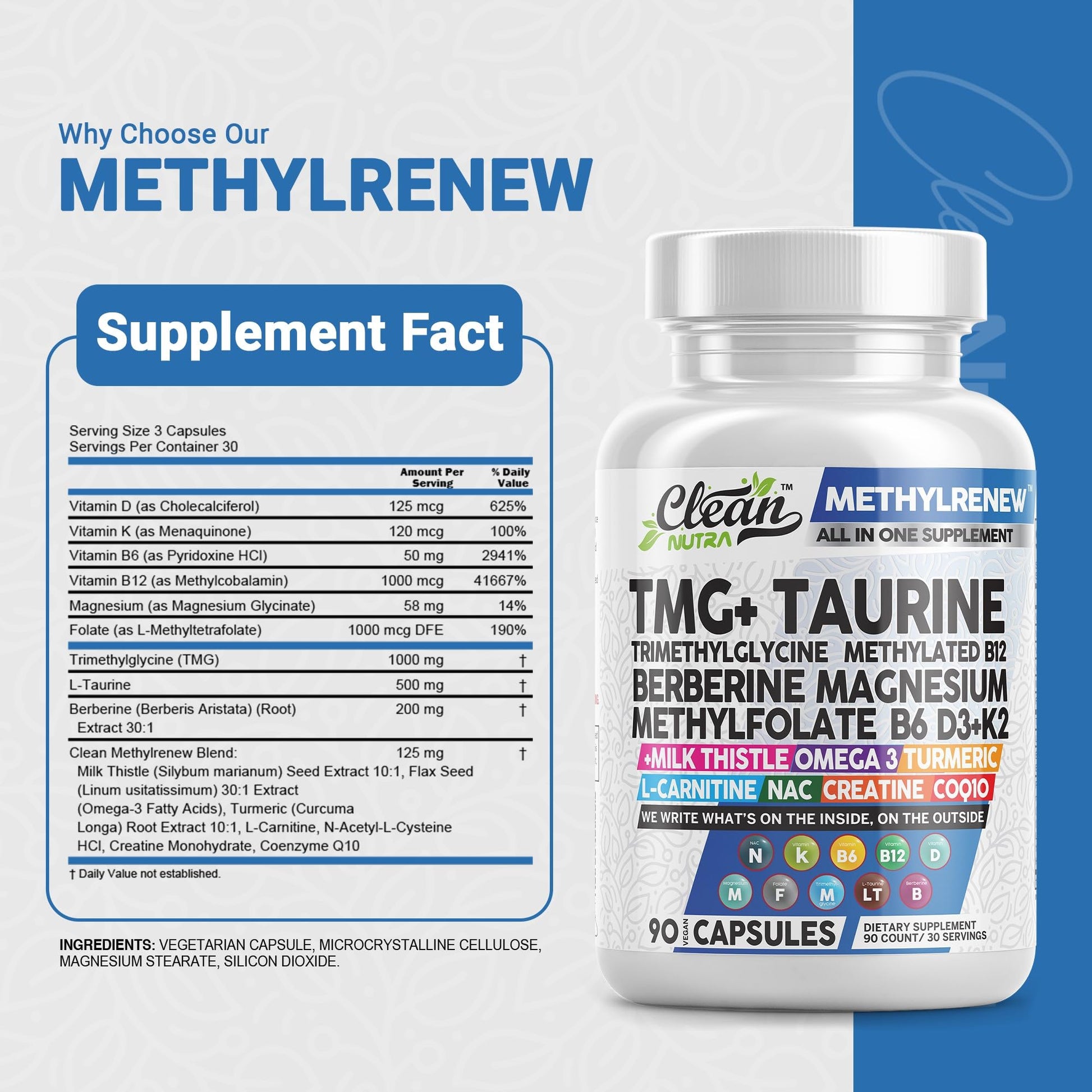 Suplemento de multivitamínico metilado para la salud celular y hepática.