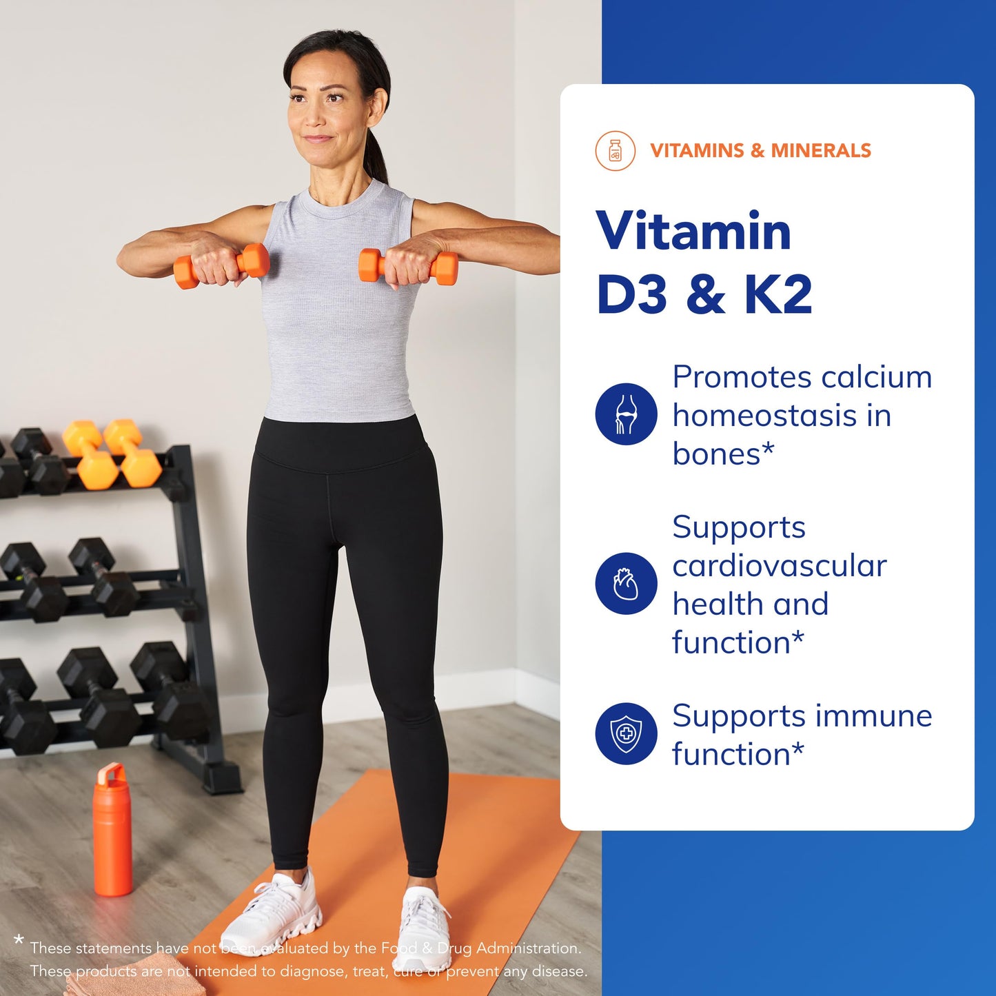 Suplemento vitamina D3 y K2 para salud ósea