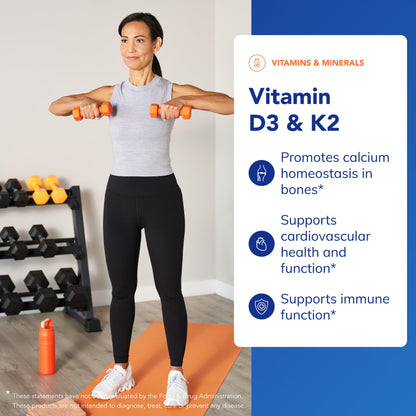 Suplemento vitamina D3 y K2 para salud ósea
