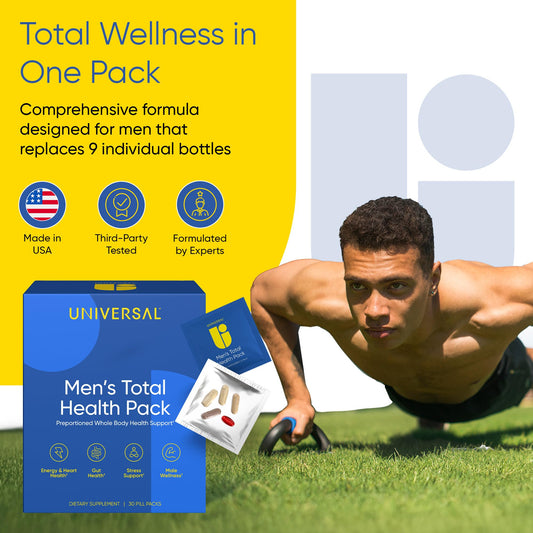 Suplemento de salud total para hombres con cápsulas.