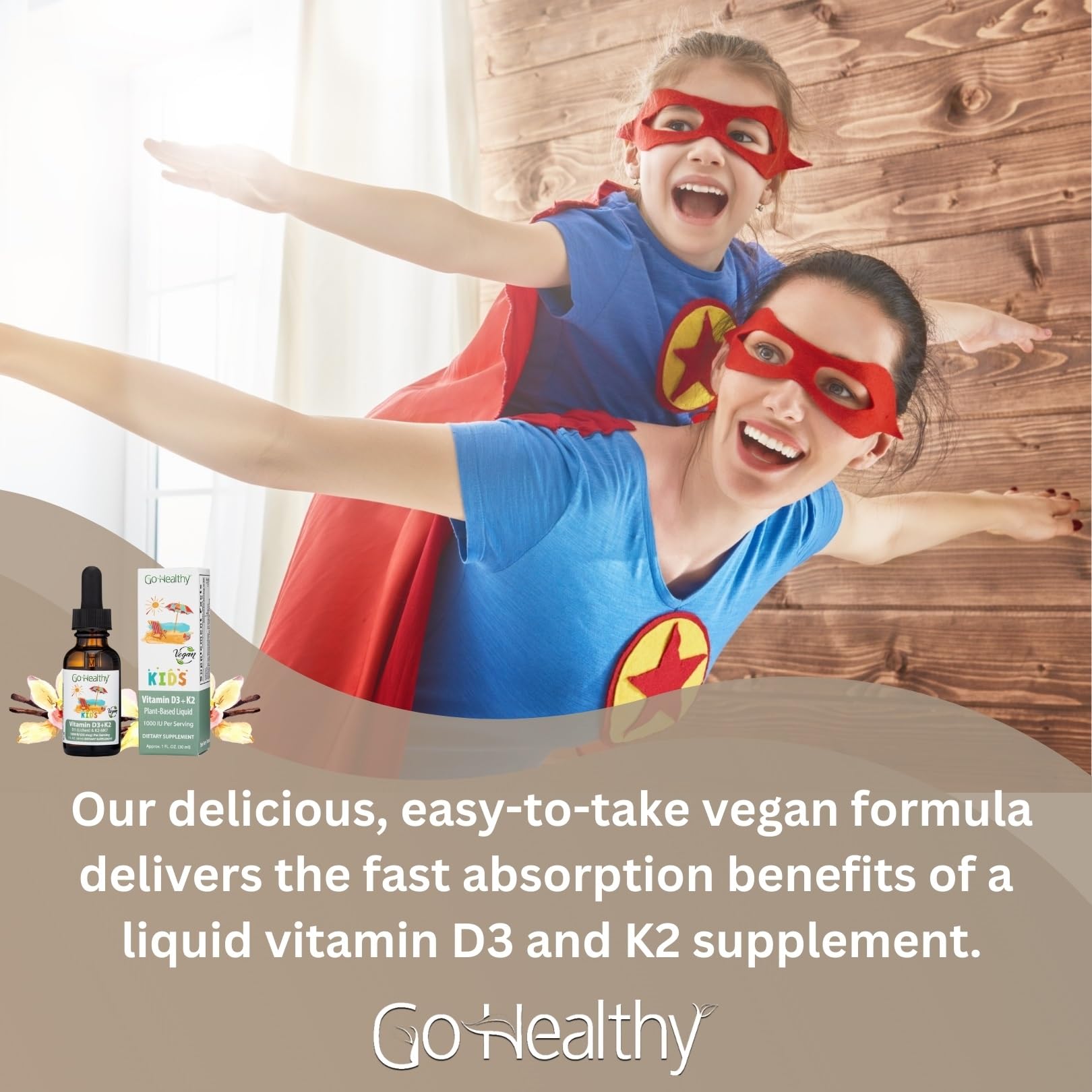 Suplemento saludable líquido Go Healthy D3 K2 para niños 30 dosis