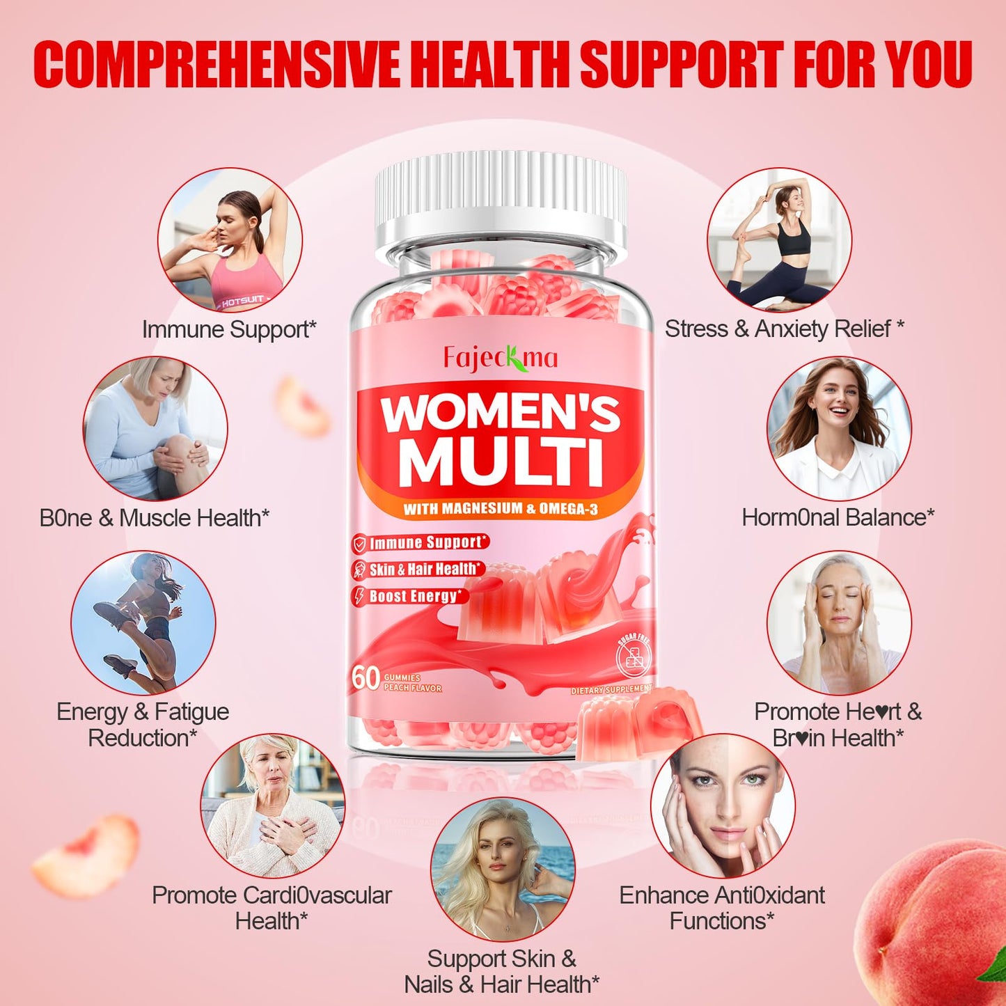 Suplemento saludable multivitamínico mujer Fajeckma 120 gomitas