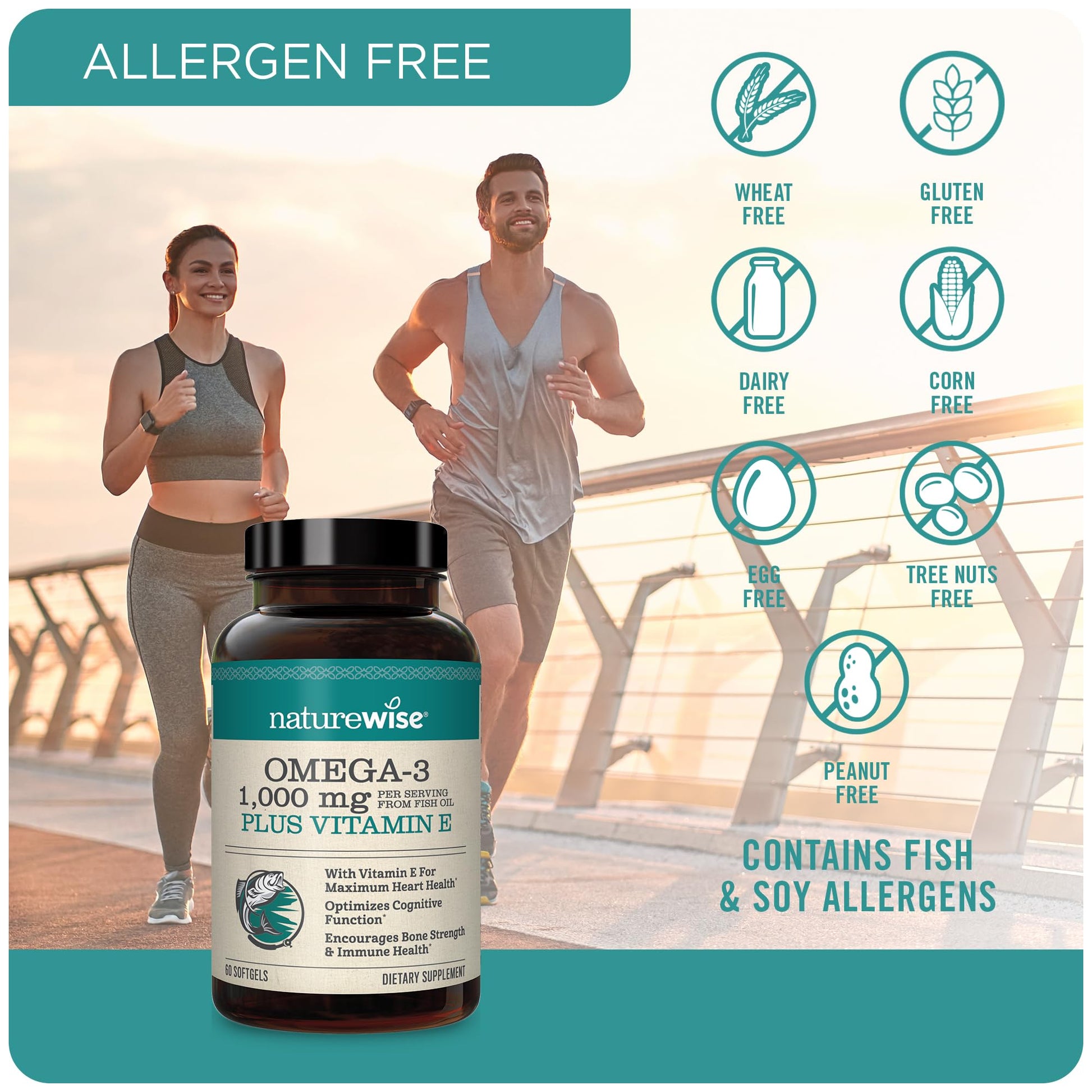 Suplemento saludable NatureWise Omega 3 EPA DHA y vitaminas